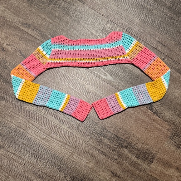 Urban Outfitters Multicolor Crochet Crop Top - Pink, Turquoise, Yellow, Lavender - Picture 6 of 7